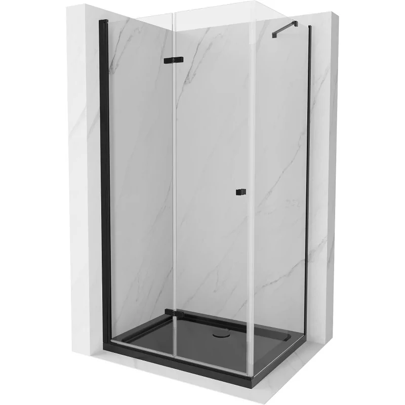 Mexen Lima kabina prysznicowa składana 80x120 cm, transparent, czarna + brodzik Flat, czarny
