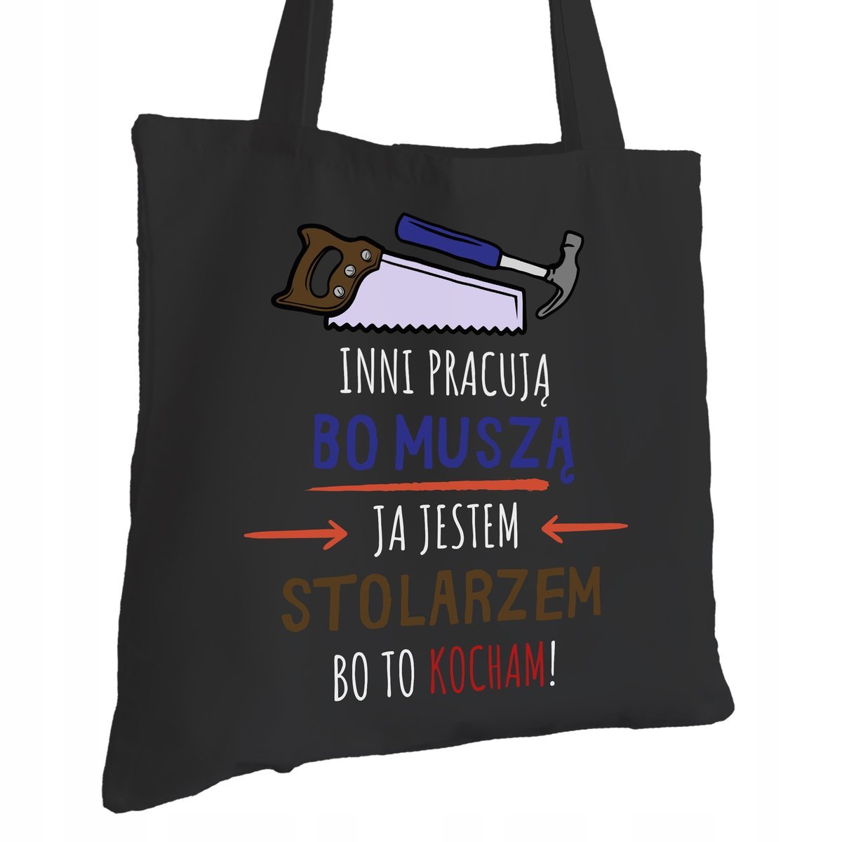 Torba Bawełniana dla Stolarza Czarna Na Prezent ekologiczna Trwały Nadruk