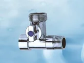 Zawory i kraniki - Zawór kątowy trójdrożny1/2x1/2x3/4" - miniaturka - grafika 1