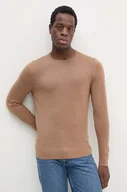 Swetry męskie - Calvin Klein sweter wełniany męski kolor brązowy lekki - miniaturka - grafika 1