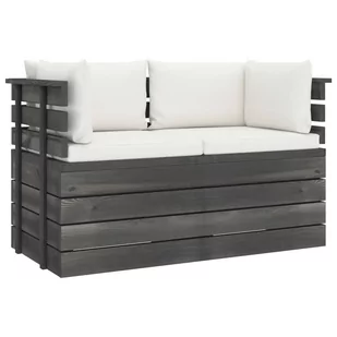 vidaXL Ogrodowa sofa 2-osobowa z palet, z poduszkami, drewno sosnowe - Ławki ogrodowe - miniaturka - grafika 1
