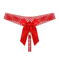 Majtki damskie - Seksowne stringi z kokardką - Czerwony S/M - miniaturka - grafika 1