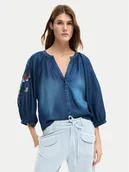Koszule damskie - Desigual Koszula jeansowa 26SWBW16 Granatowy Relaxed Fit - miniaturka - grafika 1