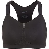 Biustonosze - Nike Damski biustonosz sportowy z podszewką Alpha z zamkiem błyskawicznym Vo Bustier, Black Black Dk Smoke Grey, M/A - miniaturka - grafika 1