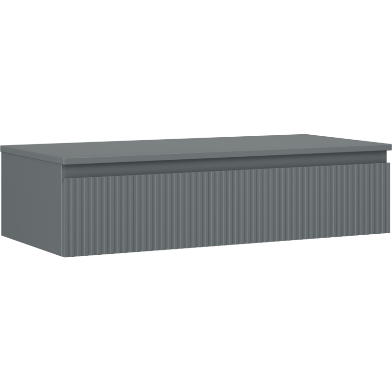 Mexen Rivel szafka łazienkowa podumywalkowa 100 cm z blatem, 1 szuflada, ryflowana , grafit mat - 91A20-10023-1-BFC66