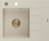 Zlewozmywaki - Mexen Ben zlewozmywak granitowy 1-komorowy z ociekaczem prawy 600 x 500 mm, beżowy, syfon złoty - 6523605000-69-G - miniaturka - grafika 1