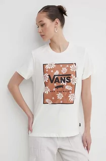 Koszulki sportowe damskie - Vans t-shirt bawełniany damski kolor beżowy - grafika 1