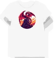 Koszulki i topy damskie - Koszulka damska biała z nadrukiem czerwonego smoka nad wulkanem XS - miniaturka - grafika 1