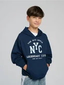 Swetry dla chłopców - Sinsay - Bluza z kapturem - granatowy - miniaturka - grafika 1