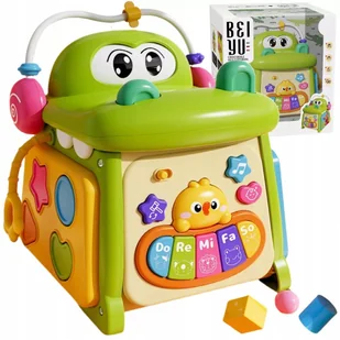 Kostka edukacyjna sorter pianinko sensoryczna labirynt zegar krokodyl MS007 - Zabawki interaktywne dla dzieci - miniaturka - grafika 1