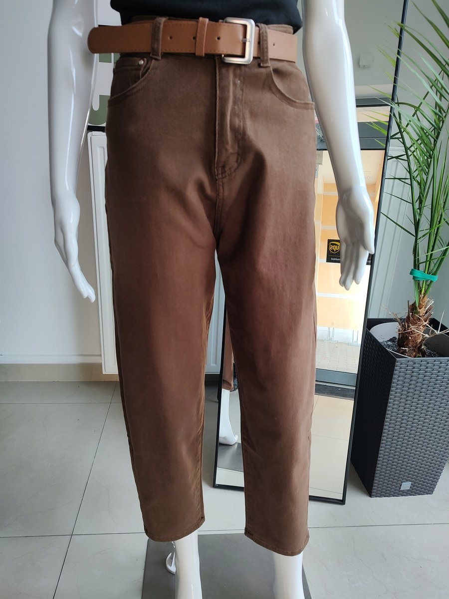 Jeansowe spodnie Balloon fit - czekoladowy XL M.Sara