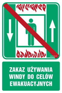 AC049 ZAKAZ UŻYWANIA WINDY DO CELÓW EWAKUACYJNYCH, FS - FOLIA SAMOPRZYLEPNA FOTOLUMINESCENCYJNA; (500X750MM) - Systemy ekspozycyjne i znaki informacyjne - miniaturka - grafika 1