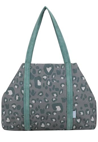 Fritzi Simply Shopper Leo Canvas damska torebka na zakupy, festiwal, miasto, wegańska, nadruk w panterkę, zamek błyskawiczny, 29 x 44 x 16 cm – różowa, oliwkowa, beżowa, oliwkowy