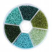 Dekoratorstwo - Koraliki szklane 3600 szt w pudełku mix zielony - miniaturka - grafika 1