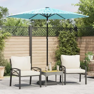 Parasol ogrodowy na stalowym słupku, niebieski, 223x223x213 cm - Parasole ogrodowe - miniaturka - grafika 1