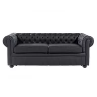 Sofy i kanapy - Beliani Sofa 3-osobowa skórzana czarna CHESTERFIELD 2843 - miniaturka - grafika 1