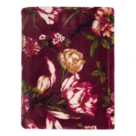 Kapcie męskie - Koc flannel 130x170 cm wzór klasyczny kwiat , kolor bordo - zieleń - miniaturka - grafika 1