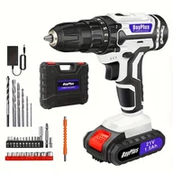 Inne - TEMU Wiertarka-Skrzynka Bezprzewodowa 21V z Akumulatorem Li-ion 1500mAh, 2 Zmienne Prędkości i 25+1 Ustawień Obrotowego z Oświetleniem LED, Przenośny - miniaturka - grafika 1