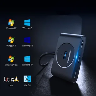 Ugreen wielofunkcyjny HUB USB - 4 x USB 3.0 0,25m czarny (CR113) - Huby USB - miniaturka - grafika 17