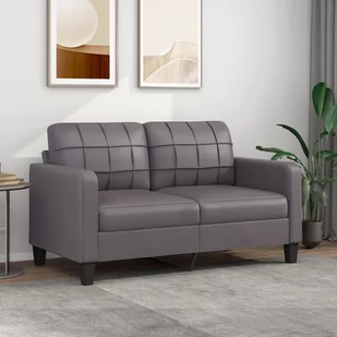 vidaXL 2-osobowa sofa, szary, 140 cm, sztuczna skóra - Sofy i kanapy - miniaturka - grafika 1