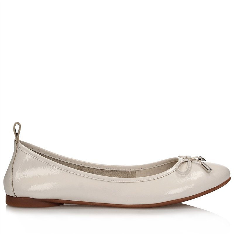 Beżowe lakierowane baleriny z kokardką Toscanio PZ 300 - 36