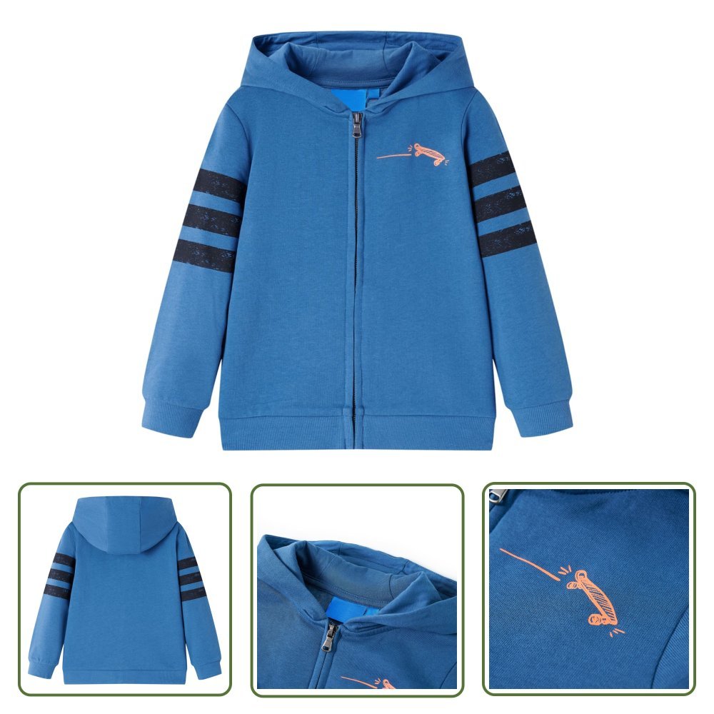 Bluza dziecięca z kapturem i suwakiem - niebieska - 128 - Bluza