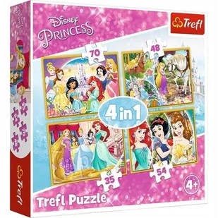 Trefl Puzzle 34309 Radosny dzień księżniczek 4w1 ŁÓDŹ 34309 - Puzzle - miniaturka - grafika 1