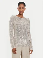 Bluzki damskie - Bruuns Bazaar Bluzka Ilex BBW4156 Srebrny Slim Fit - miniaturka - grafika 1