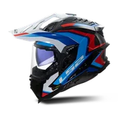 Kaski motocyklowe - Kask Adventure LS2 MX701 Explorer C Złamany Biały/NiebieskiXS - miniaturka - grafika 1