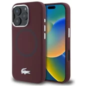 Etui i futerały do telefonów - Etui LACOSTE Silicone Croco Logo MagSafe do Apple iPhone 16 Pro Bordowy - miniaturka - grafika 1