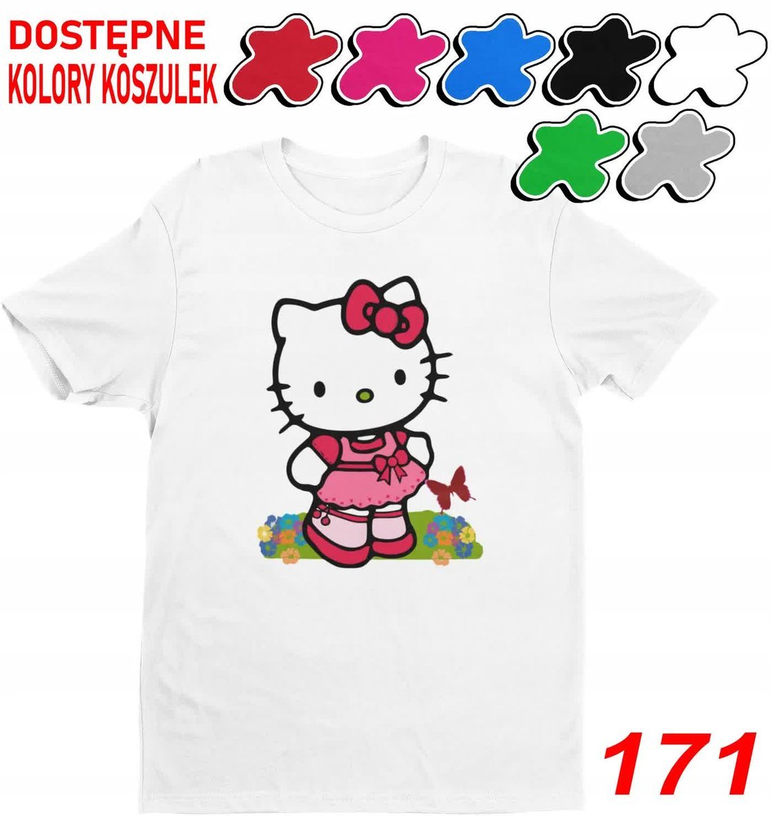 Dziecięca Koszulka T-Shirt Z Nadruki Duży Wybór Hello Kitty Kotek-M 134-140
