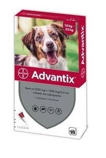 Bayer Advantix - dla psów 10-25kg (pipeta 2,5ml) - Artykuły przeciw pasożytom - miniaturka - grafika 1