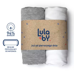 Lulaby, Bawełniane prześcieradło z gumką, Biały/Szary, 140x70 cm - Prześcieradła dla dzieci - miniaturka - grafika 1