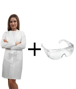 Zestaw laboratoryjny medyczny damski fartuch + okulary roz. L - Odzież robocza - miniaturka - grafika 1