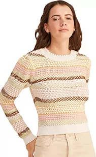 Springfield Damski sweter polo w paski, beżowy, L, BEŻOWY, L - Swetry damskie - miniaturka - grafika 1