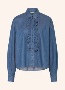 Herrlicher Bluzka Jeansowa Lynella Z Falbankami blau - Bluzki damskie - miniaturka - grafika 1