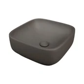 Umywalki - Massi Umywalka ceramiczna nablatowa kwadratowa brązowa bez otworu na baterię 40x40 cm UNO 2 Mokka Matt - miniaturka - grafika 1