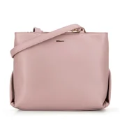 Torebki damskie - Shopperka ze skóry ekologicznej z łańcuszkiem wrzosowy - miniaturka - grafika 1