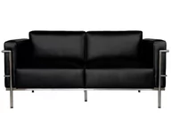 Sofy i kanapy - D2.Design Sofa 2-osobowa Soft GC czarna skóra 12803 - miniaturka - grafika 1