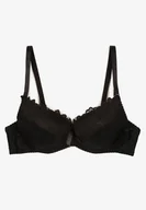 Biustonosze - Czarny Biustonosz Push Up z Koronkowym Wzorem Lanovinea - miniaturka - grafika 1