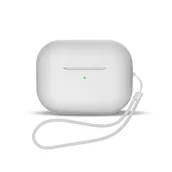 Akcesoria do słuchawek - Silikonowe etui do słuchawek AirPods 3 + pasek smycz na nadgarstek białe - miniaturka - grafika 1