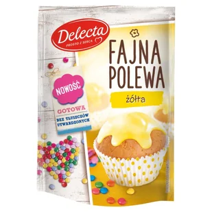 Delecta Fajna polewa żółta do dekoracji wypieków 80 g - Ciasta i półprodukty do ciast - miniaturka - grafika 1