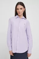 Koszule damskie - Polo Ralph Lauren koszula bawełniana damska kolor fioletowy relaxed z kołnierzykiem klasycznym - miniaturka - grafika 1