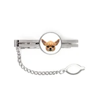 Spinki do mankietów i krawatów - Chihuahua krótkowłosy -geometryczna spinka ze zdjęciem i napisem do krawata Art-Dog - miniaturka - grafika 1
