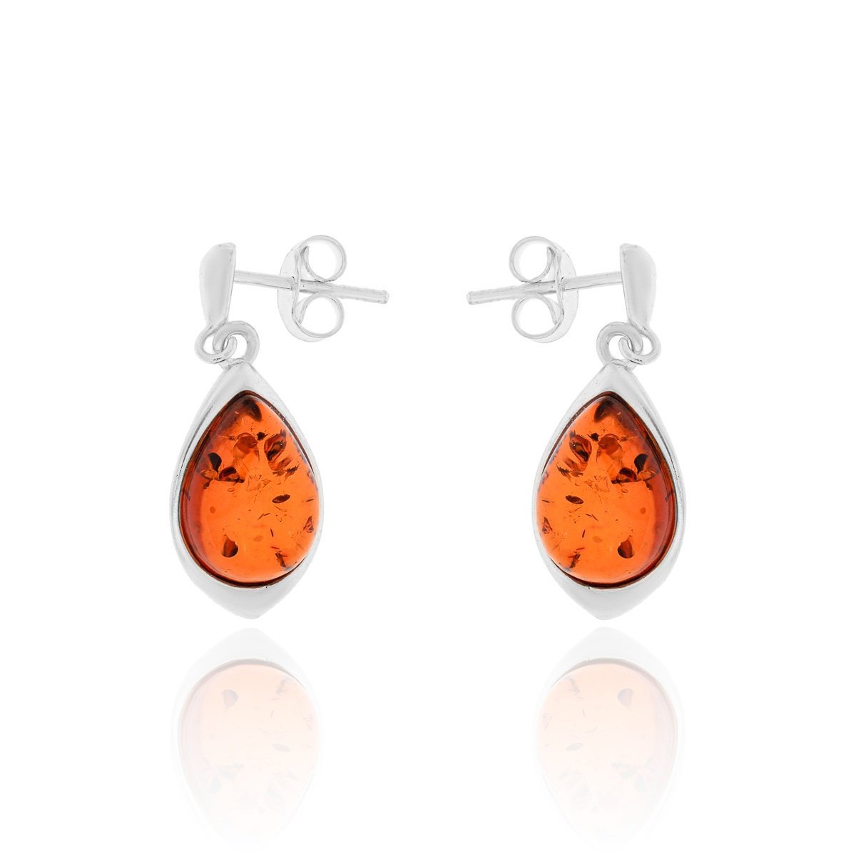 Srebrne kolczyki z bursztynem sztyfty pr. 925