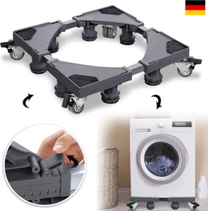 NAIZY Podstawa pod pralkę Podstawa pod pralkę Podstawa pod lodówkę Podstawa pod pralkę Suszarka Zamrażarka, Regulowana szerokość 44-75 cm Wysokość 10-13 cm - Szary, 8 nóżek z 4 kółkami - Akcesoria i części do pralek i suszarek - miniaturka - grafika 1