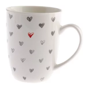Kubek ceramiczny w szare serca Dakls, 340 ml - Kubki - miniaturka - grafika 1