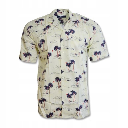 Koszula elegancka męska SUIT Diego Shirt Of White kremowa z krótkim rękawem