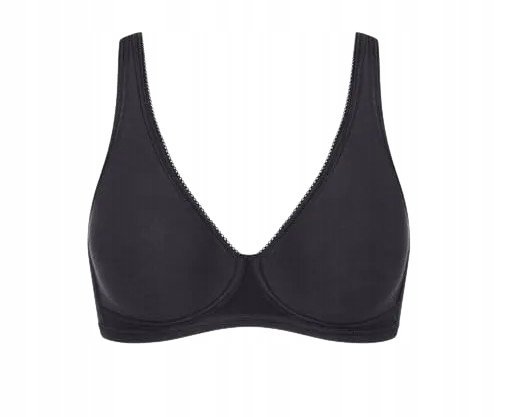 SLOGGI CZARNY MIĘKKI BAWEŁNIANY BIUSTONOSZ Z DELIKATNĄ LAMÓWKĄ 90C J5C