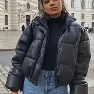 Kurtki damskie - TEMU Damska Kurtka Zimowa - Krótki Płaszcz z Pełnym Suwakiem, Stójką i Długości Całej Odporna na Pranie w Maszynie & Niegnębna Casualowe Okrycie - miniaturka - grafika 1